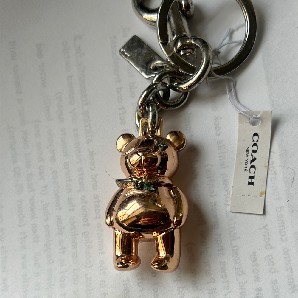 Coach Metallic Gold Bear Keychain